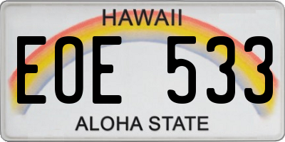 HI license plate EOE533