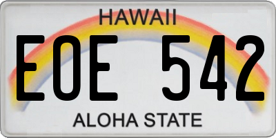 HI license plate EOE542