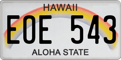 HI license plate EOE543