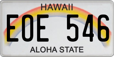 HI license plate EOE546