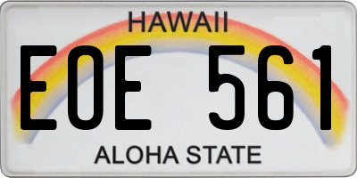 HI license plate EOE561