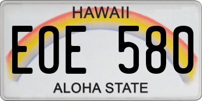 HI license plate EOE580
