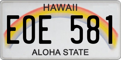 HI license plate EOE581