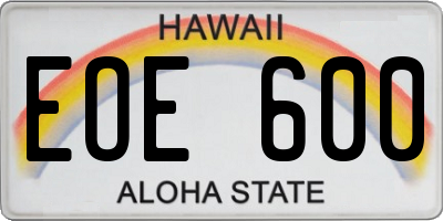 HI license plate EOE600