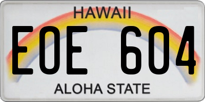 HI license plate EOE604