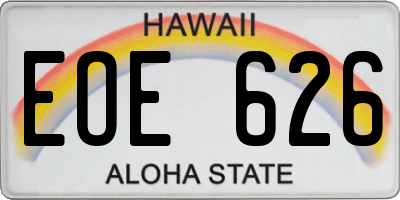 HI license plate EOE626
