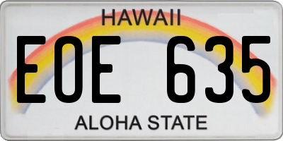 HI license plate EOE635