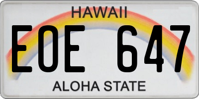 HI license plate EOE647