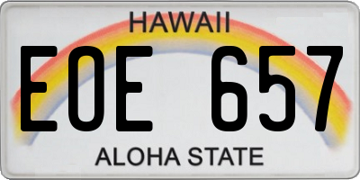 HI license plate EOE657