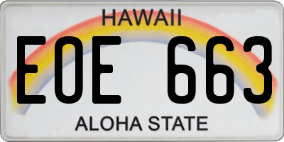 HI license plate EOE663
