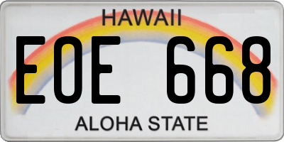 HI license plate EOE668