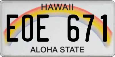 HI license plate EOE671