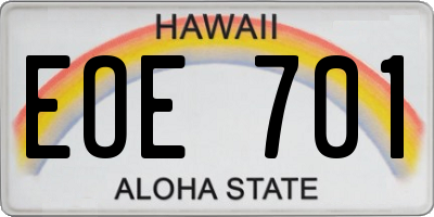 HI license plate EOE701