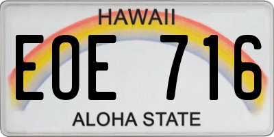 HI license plate EOE716