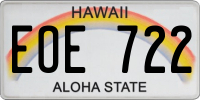 HI license plate EOE722