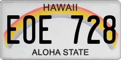 HI license plate EOE728