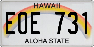 HI license plate EOE731