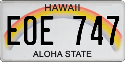 HI license plate EOE747