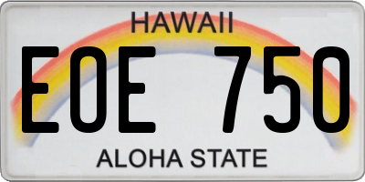 HI license plate EOE750
