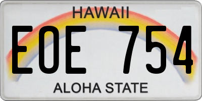 HI license plate EOE754