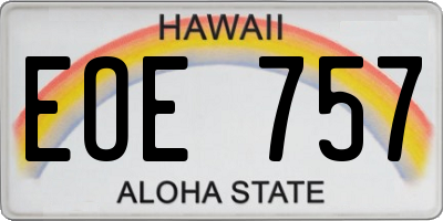 HI license plate EOE757