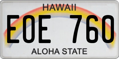 HI license plate EOE760