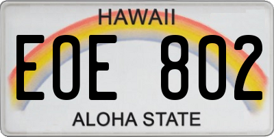 HI license plate EOE802
