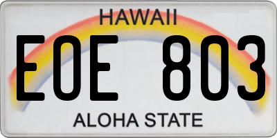 HI license plate EOE803