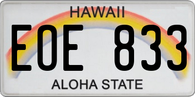 HI license plate EOE833