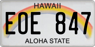 HI license plate EOE847