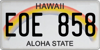 HI license plate EOE858