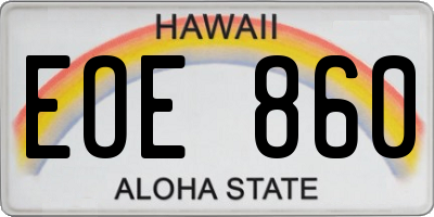 HI license plate EOE860