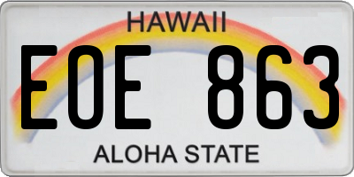 HI license plate EOE863