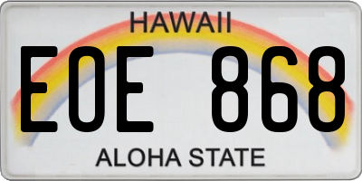 HI license plate EOE868