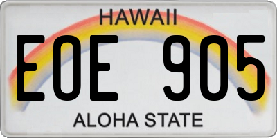 HI license plate EOE905