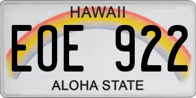 HI license plate EOE922
