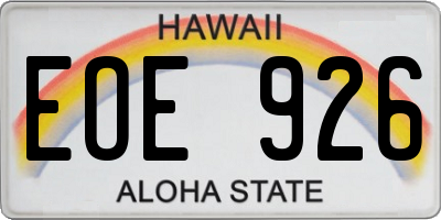 HI license plate EOE926