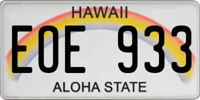 HI license plate EOE933