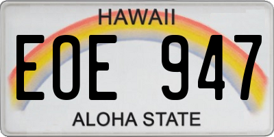 HI license plate EOE947