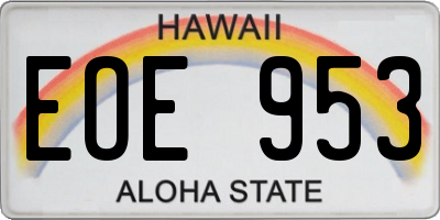 HI license plate EOE953