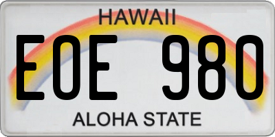 HI license plate EOE980
