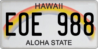 HI license plate EOE988
