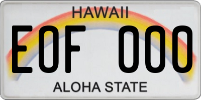 HI license plate EOF000