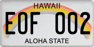 HI license plate EOF002