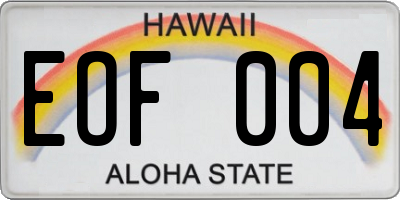 HI license plate EOF004