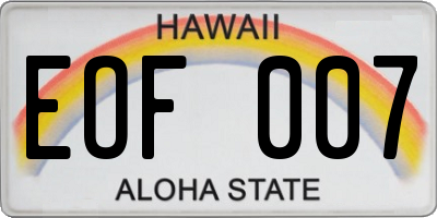 HI license plate EOF007