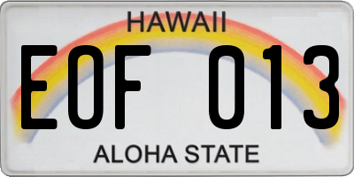 HI license plate EOF013
