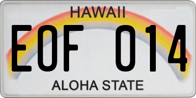 HI license plate EOF014