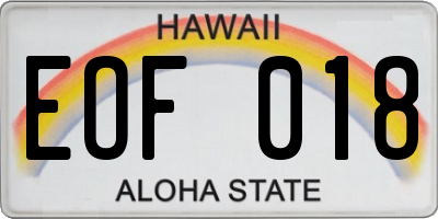 HI license plate EOF018
