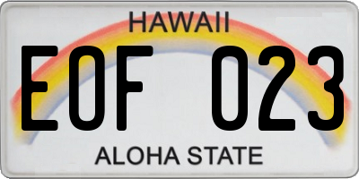 HI license plate EOF023